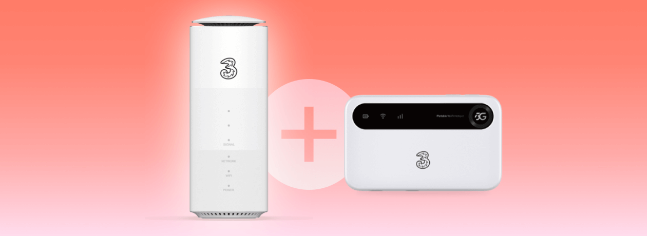 Compact plug-and-play business broadband router & 5G mobile Wi-Fi bundle from Three Business