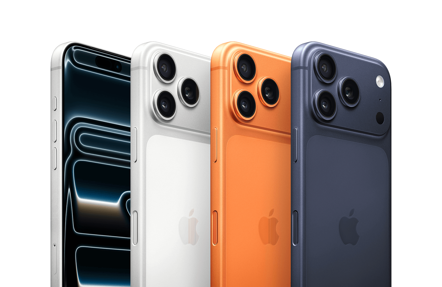 iPhone 17 Pro for business in the 3 colour options of cosmic orange, deep blue and silver