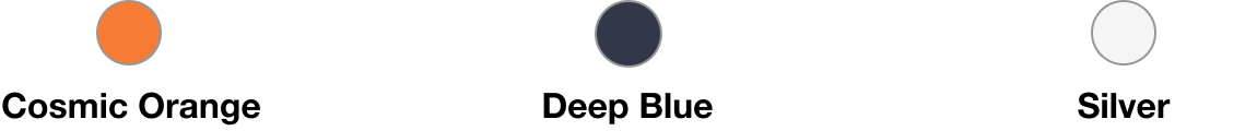 Cosmic Orange, Deep Blue, Silver