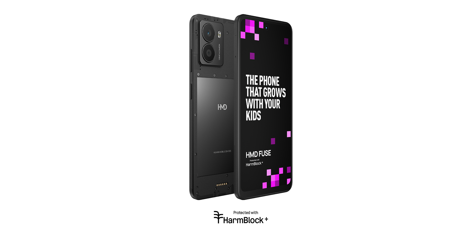 Front and back of the HMD Fuse. Protected with HarmBlock+