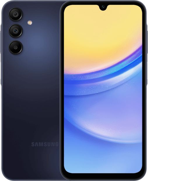 Front and rear view of Samsung Galaxy A15