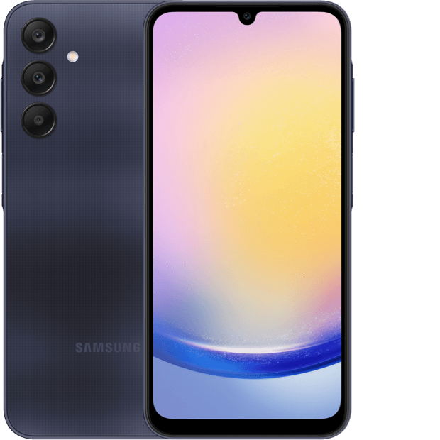 Front and rear view of Samsung Galaxy A25